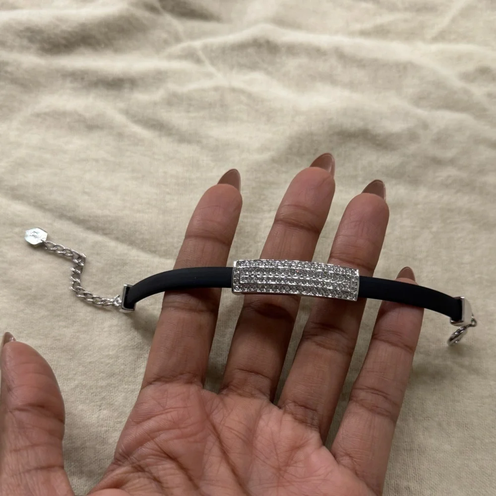 Touchstone crystal rubberized sterling silver bracelet - Picture 6 of 6